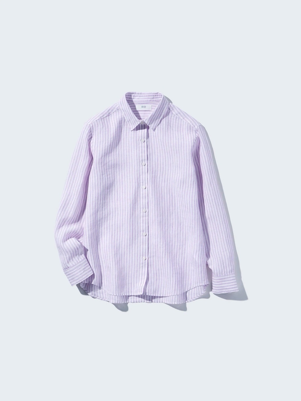 Uniqlo lavender striped linen shirt